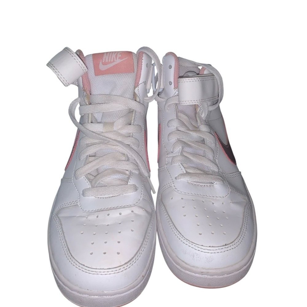 Nike White with Metallic Pink Mid-Top Sneakers - Picture 3 of 6